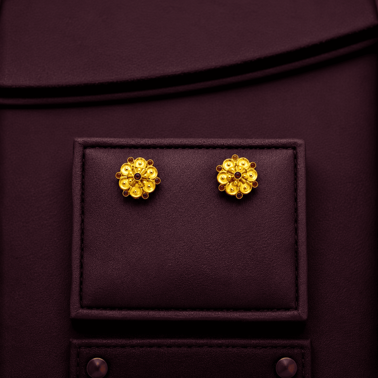 22K Gold Floral Daily Tops with Ruby Accents — Siddhivinayak Jewellers